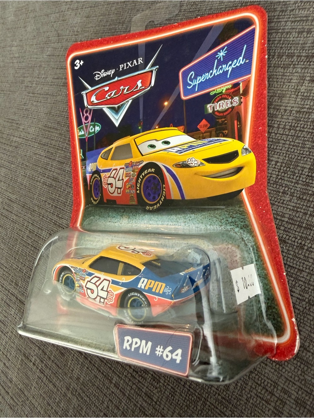 Cars Disney Mattel RPM #64 Yellow & Blue Die-Cast Car Toy